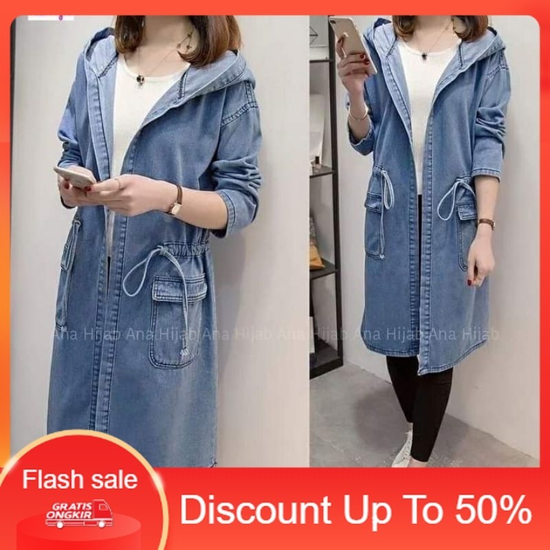 PROMO MELISA LONG CARDY CARDIGAN JEANS DENIM ORI BY ANA