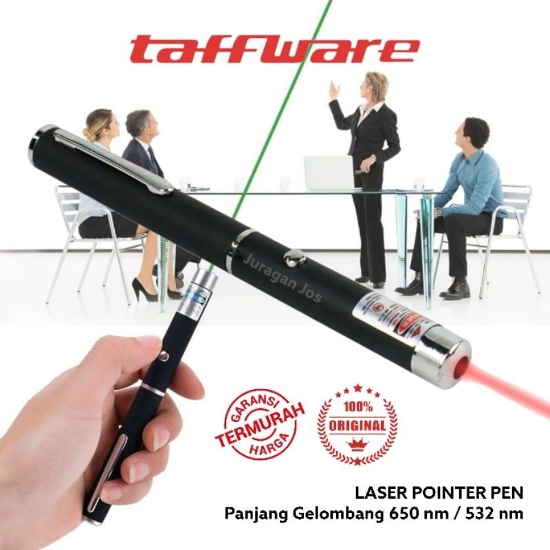 Taffware Laser Pointer Pen Presentasi High Power Baterai AAA 5mw Beam Merah 301 303