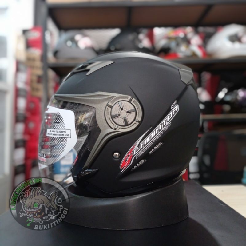 PROMO HELM NHK GLADIATOR SOLID BLACK DOFF