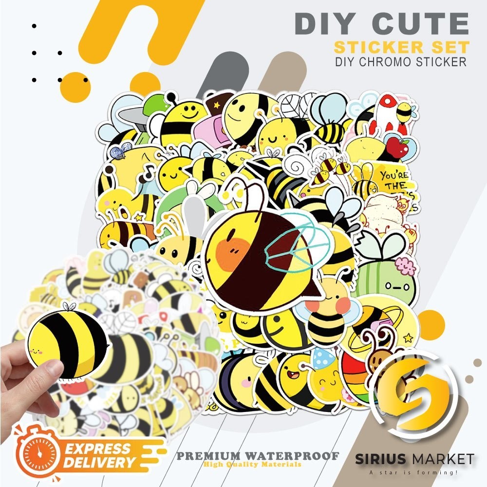 

50 PCS Stickers Glass Series Character Cartoon Bee Graffiti Waterproof