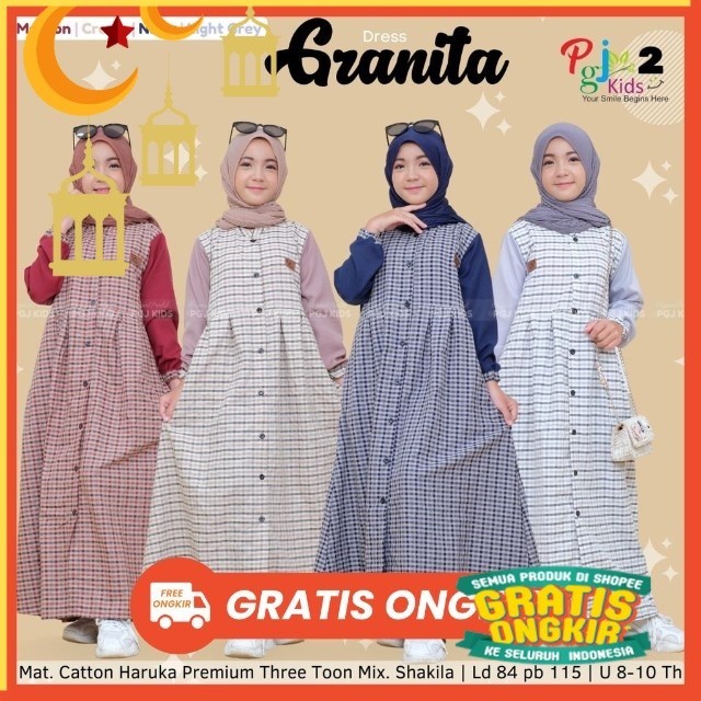 100% Ori PGJ Kids Gamis anak perempuan 8-10 tahun | belita fonela granita  lilia  zola dress annisa 