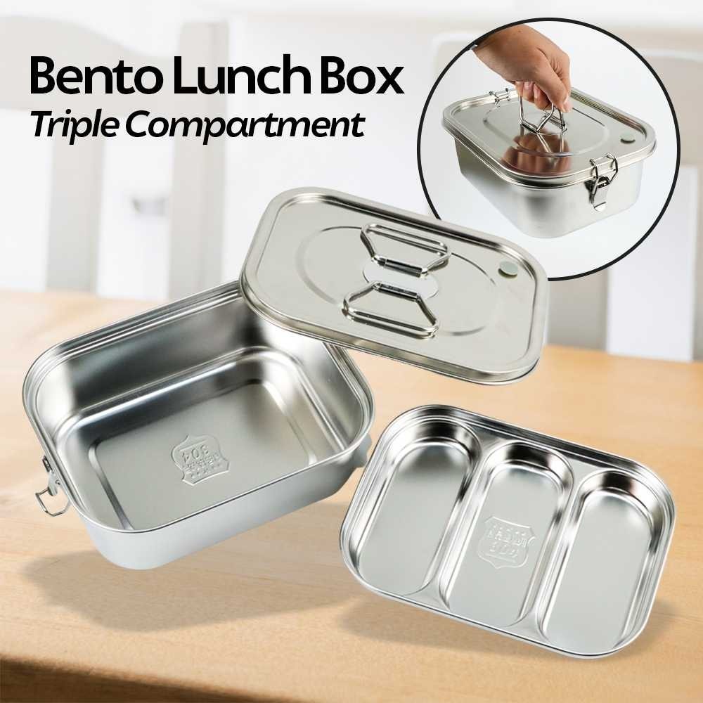 [COD] Kotak Makan Lunch Box Stainless Steel 304 2L