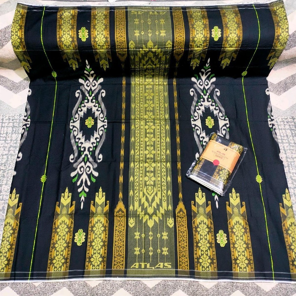 SARUNG ATLAS SUPER PREMIUM S-975 AFKIR PABRIK Kain Songket Tebal Muslim Nyaman