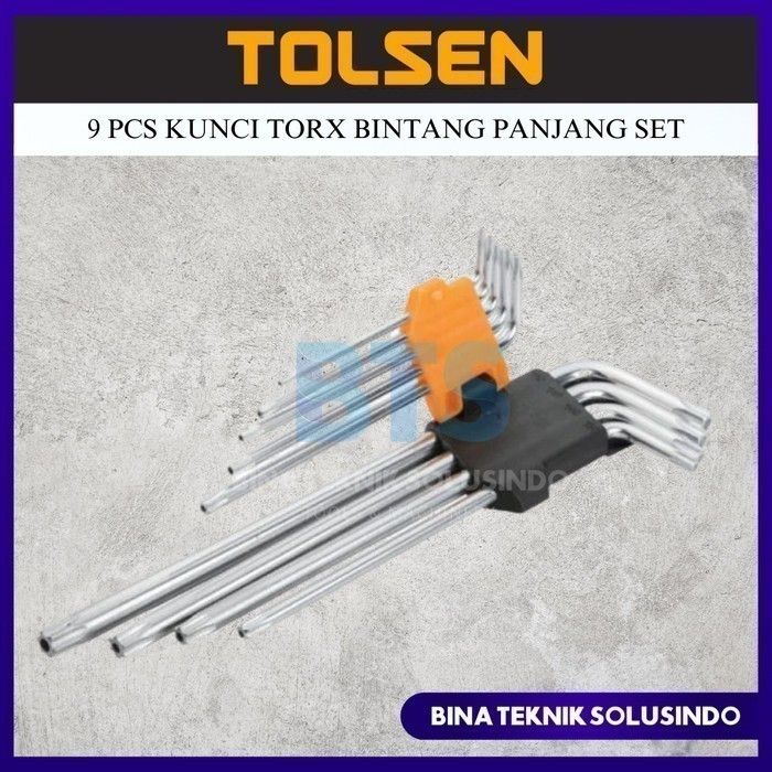 TOLSEN Kunci L Torx Set 9 Pcs T10-50 CrV Extra Long