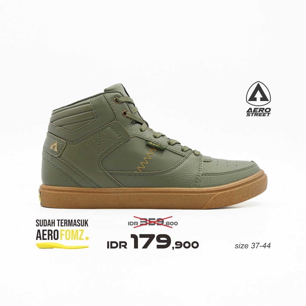 Aerostreet 37-44 Hoops High Gum Olive Olive - Sepatu Sneakers Casual Pria Wanita Aero Street 21JJ10