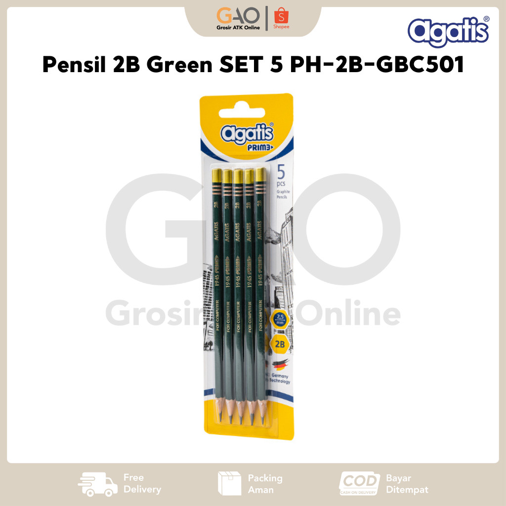 

Pensil 2B Green Prime Blister SET 5 PH-2B-GBC501 (1 Set Isi 5Pcs)