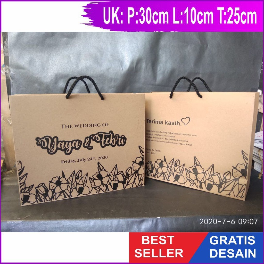 

Paper Bag Custom Tas Kertas Custom free Desain wedding, butik dll