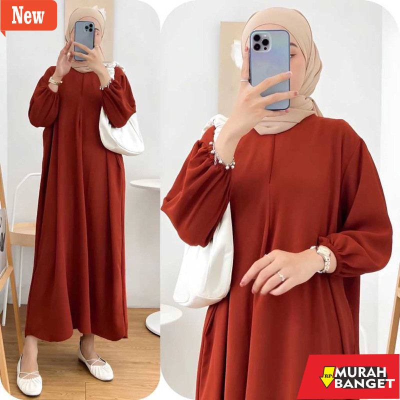 Gamis yang terbaru- Calisha Dress Dres Crinkle Airflow Premium Terlaris LD 120 PB 130 Baju gamis aba