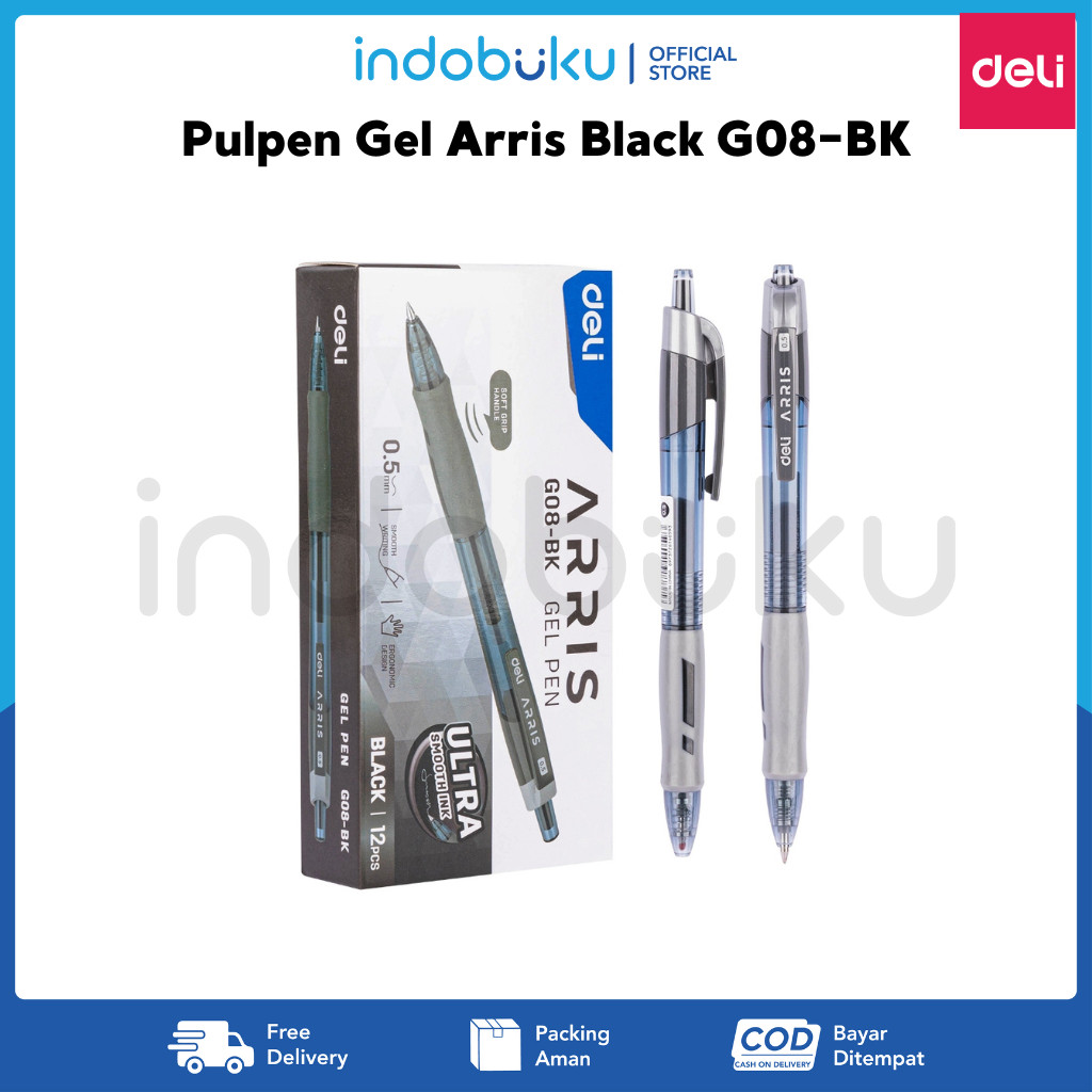 

Pulpen Gel Arris Black 0.5mm Deli Tinta Black G08-BK (1Pack Isi 12pcs)