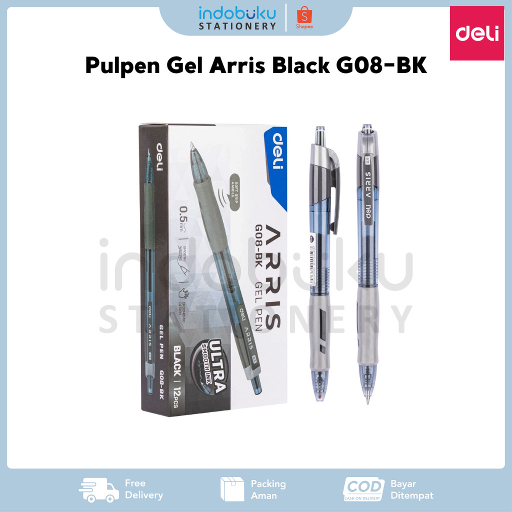 

Pulpen Gel Arris Black 0.5mm Deli Tinta Black G08-BK (1Pack Isi 12pcs)