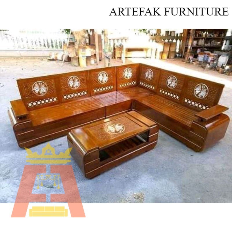 Artefak Furniture Kursi sudut domini kayu jati / kursi sudut minimalis model terbaru / kursi sudut j