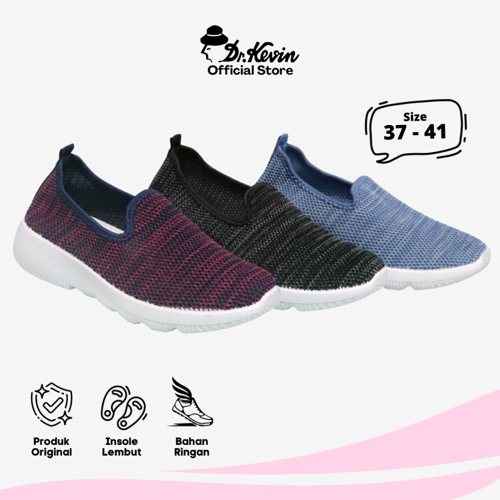 Dr. Kevin Sepatu Olahraga Wanita Sneakers Flyknit Slip On 589-039