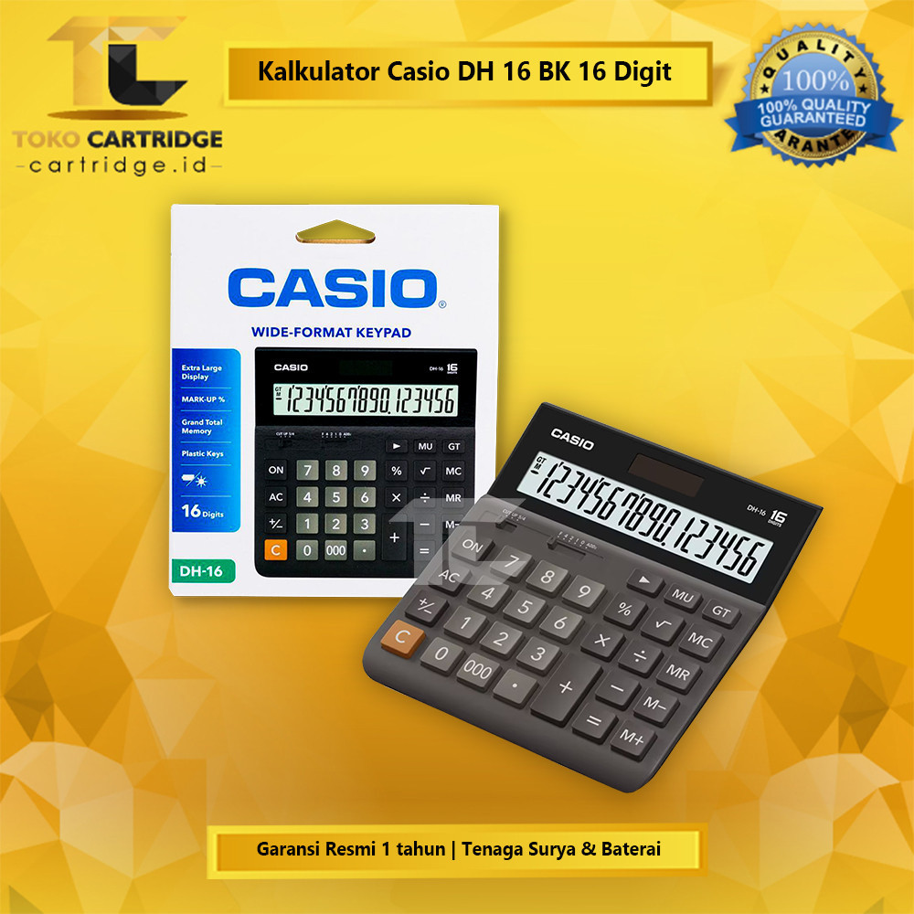 

Casio DH16 Kalkulator 16 Digit Black, Calculator Desktop Office DH 16 Black 16 Digits, Kalkulator Meja Kantor DH 16 Hitam 16 Digit Garansi Resmi Original