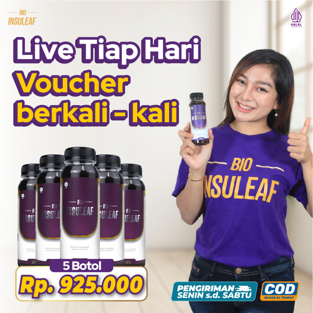 

Bio Insuleaf Herbal Diabetes 5 Botol Asli