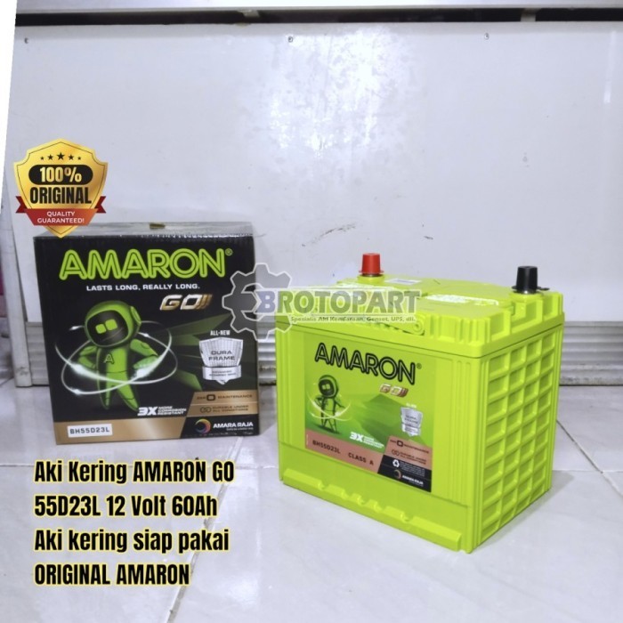 Aki Mobil Mitsubishi Grandis New, Lancer AMARON GO 55D23L MF Aki Kering 60Ah ORIGINAL