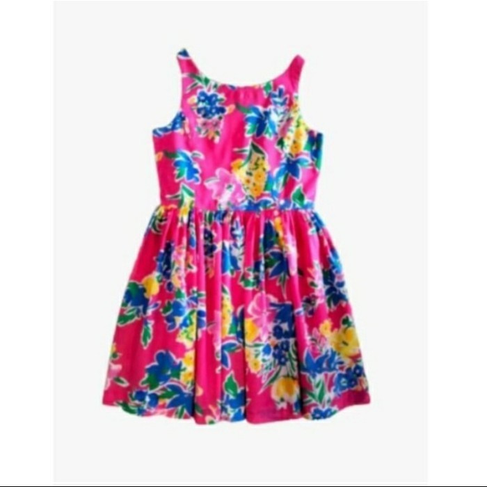 BAJU BAYI DRESS POLO RALPH LAUREN BIG FLOWERS PINK ANAK PEREMPUAN