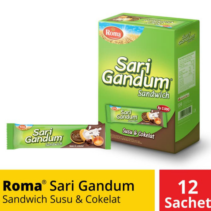 

Roma Sari Gandum Sandwich Susu & Cokelat 36gr x 12 Pcs (432gr / Pack)