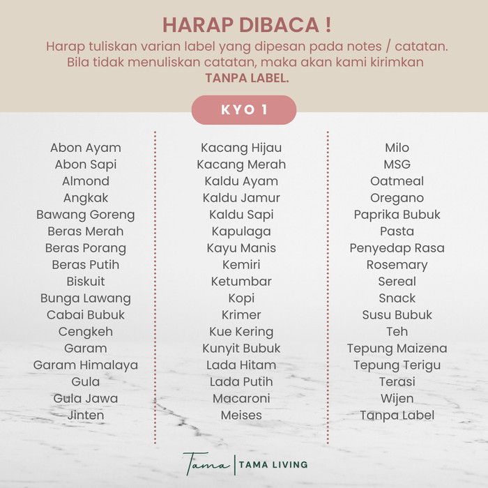 【TAMA】KYO Jar Bumbu Dapur Gula Kopi Teh 630ml Label Gold Jar Bumbu
