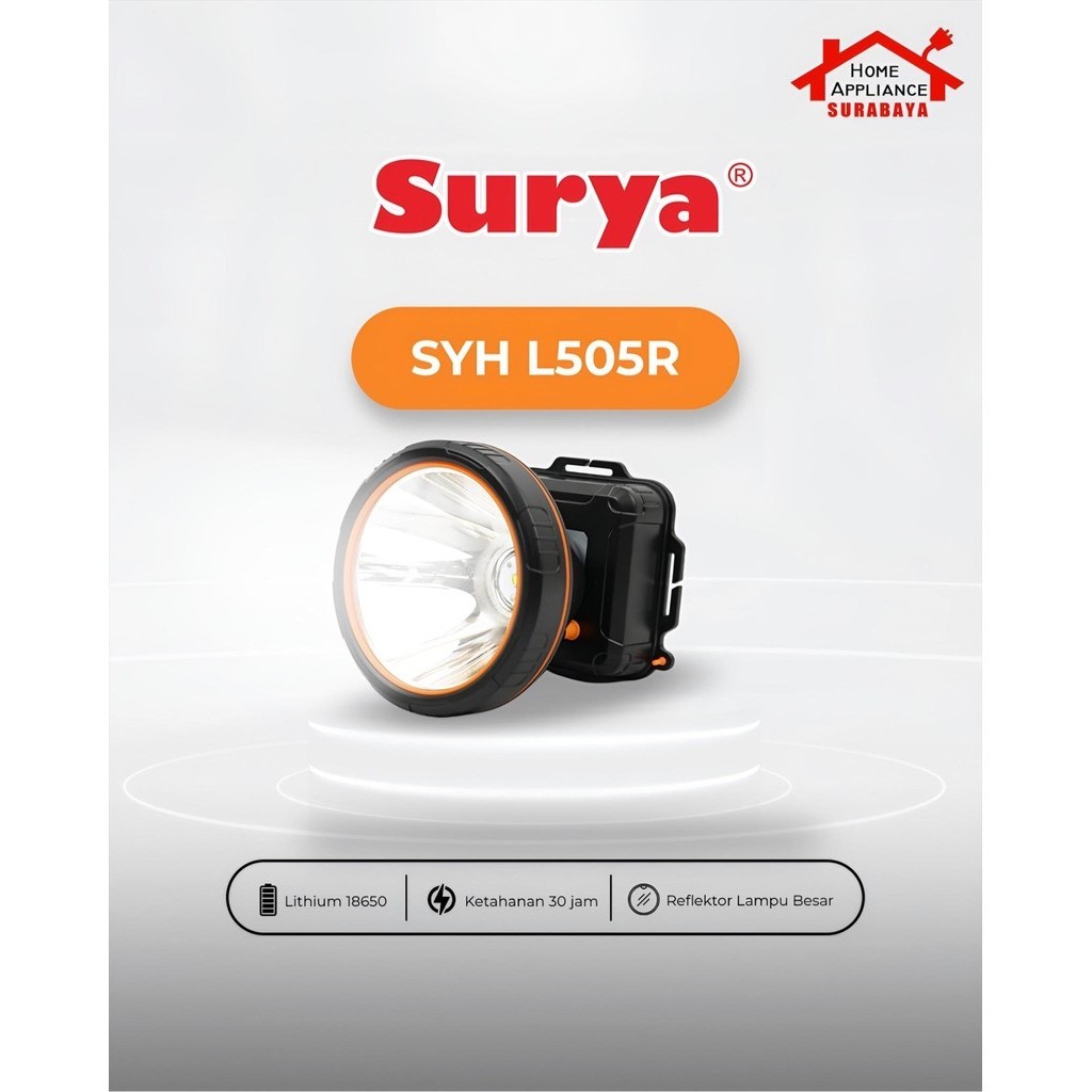 SURYA Senter Kepala Selam Cas LED 50W 50 Watt SYH L505R Cahaya Putih / L506R Cahaya Kuning 3.7V 6000