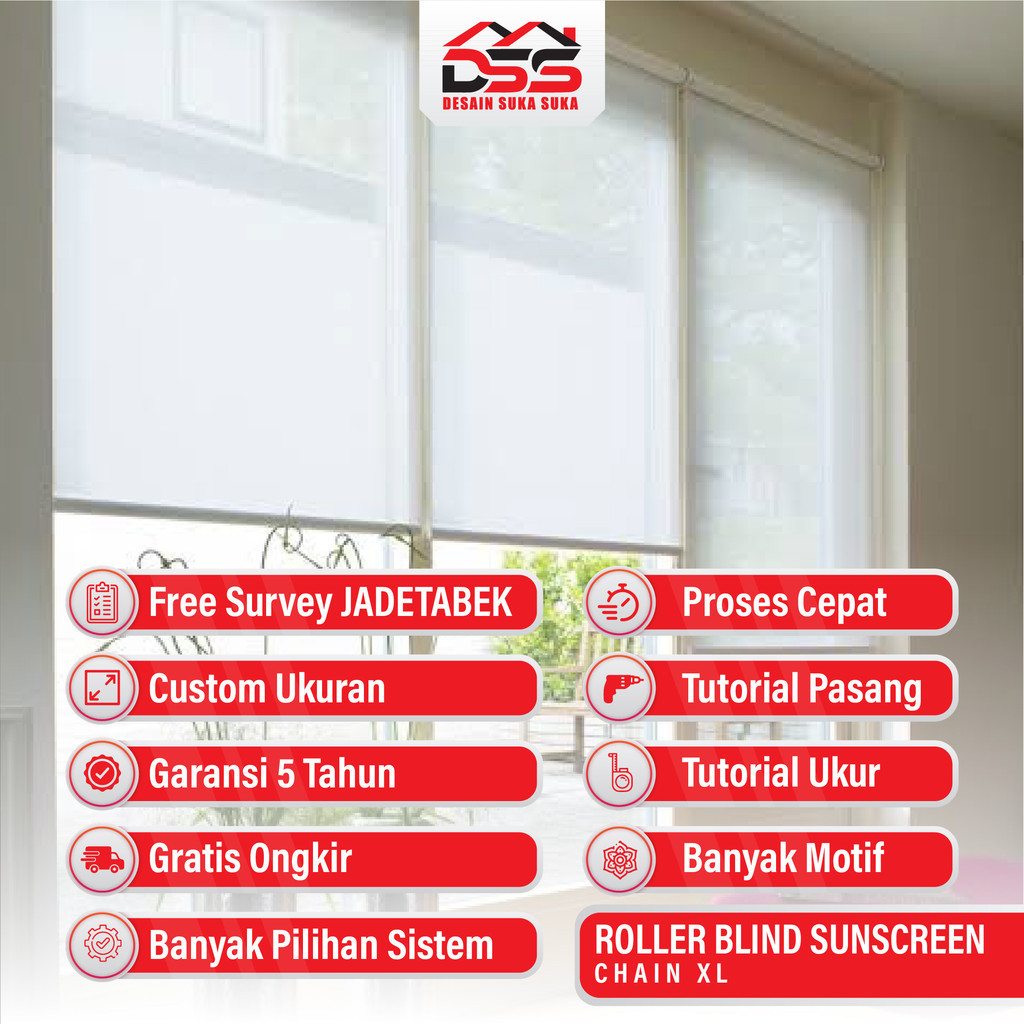 Roller Blind Outdoor Roller Blind Sunscreen / Manual Chain XL Rantai Besar / Rantai Kecil / Sharp Po