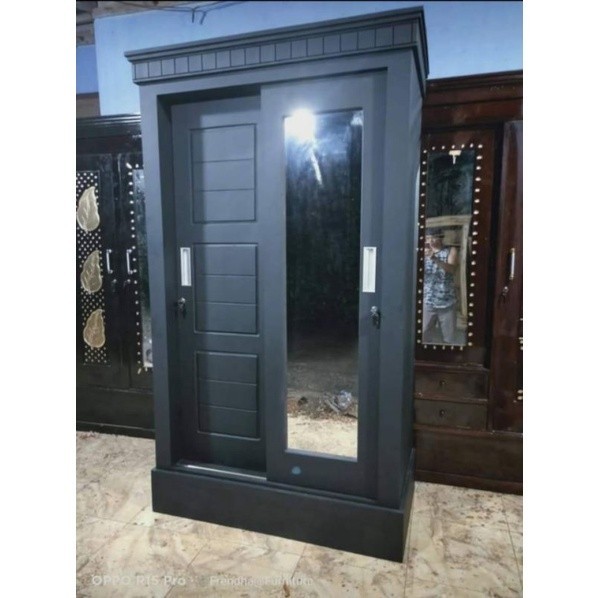 

PROMO SPESIAL lemari pakaian 2 pintu sliding atau geser minimalis bahan kayu jati murah
