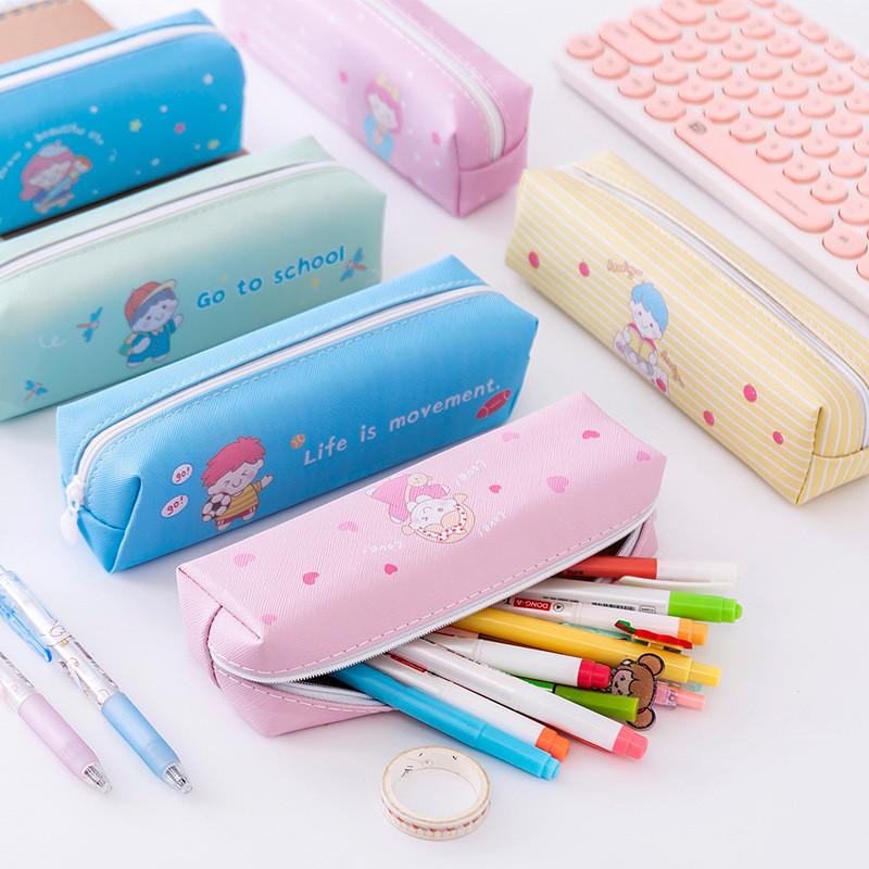 

Perlengkapan Alat Tulis Sederhana Kartun untuk Pria dan Wanita Tas Penyimpanan Siswa Persegi Tas Pensil Kapasitas Besar Hadiah Pendaftaran Dapat
