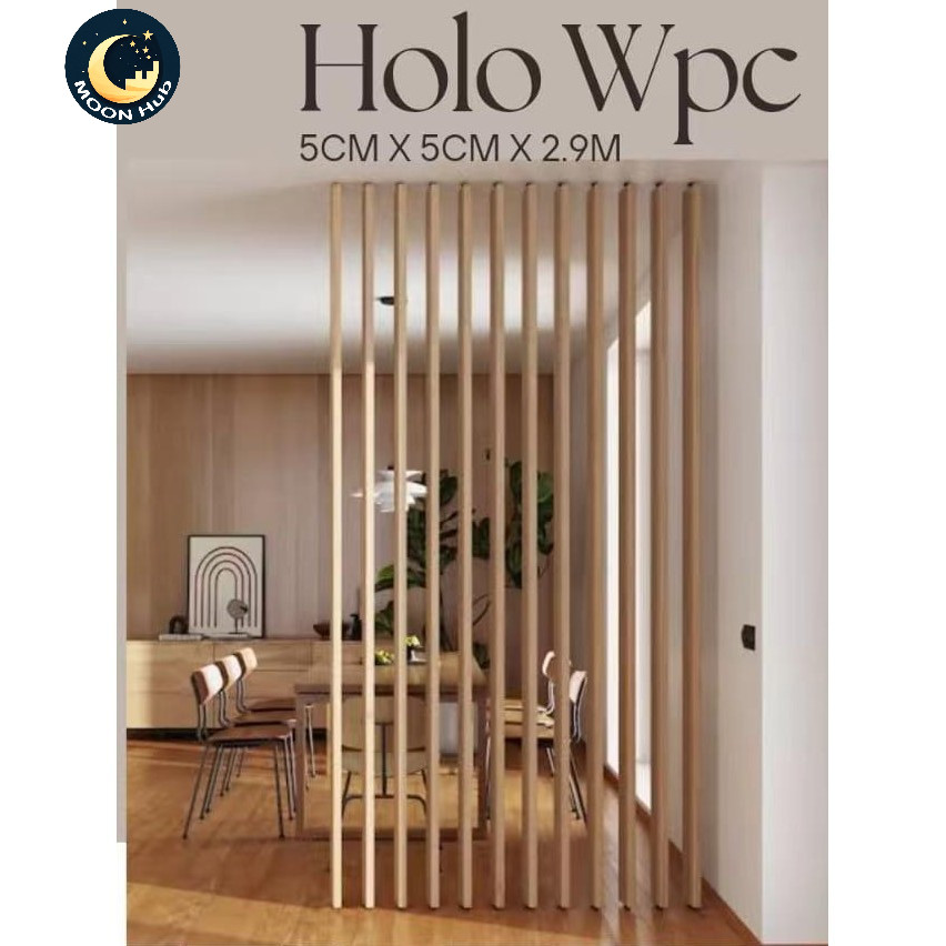 WPC Hollow Tube Partisi Kisi Kisi Square Indoor Ukuran 5x5 Cm Harga Per Batang/Holo WPC