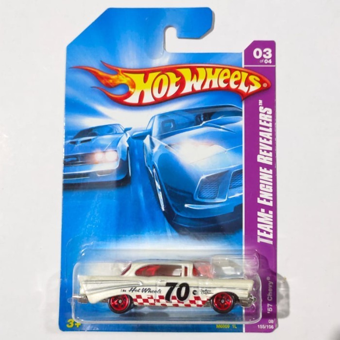 HW Hot Wheels 57 Chevy Bel Air putih tampo 70 2008 open hood -DD24