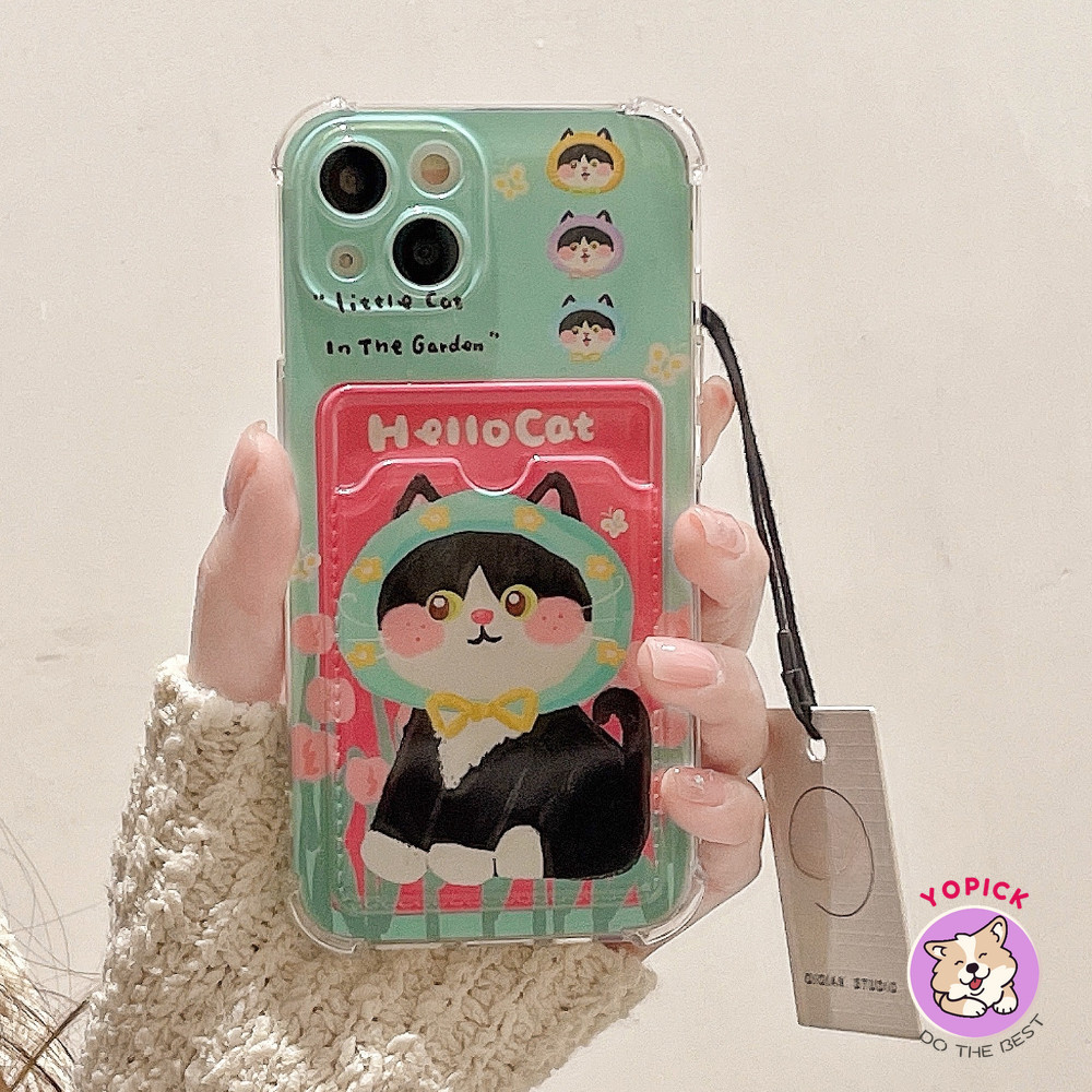 Headscarf Cat Phone case can hold coins photos card inserts wallet Suitable for Vivo OPPO Iphone sof