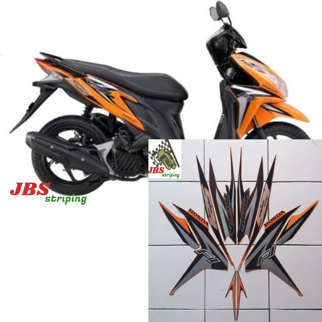 Striping honda vario techno 125 fi old lama thn 2012 orange stiker vario lis body vario