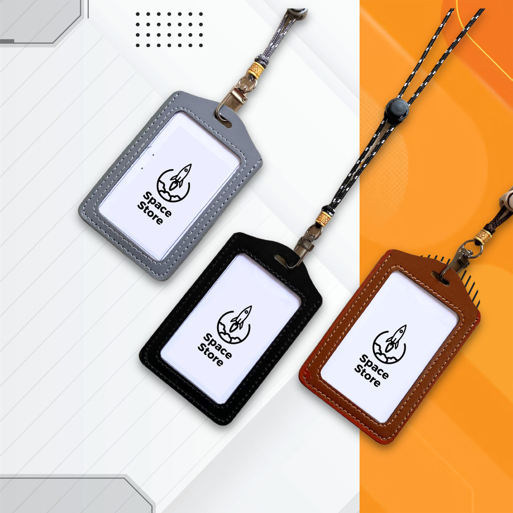 

Name Tag Kulit Gantungan Name tag Lanyard ID Card Holder Kulit Tali Premium SS07