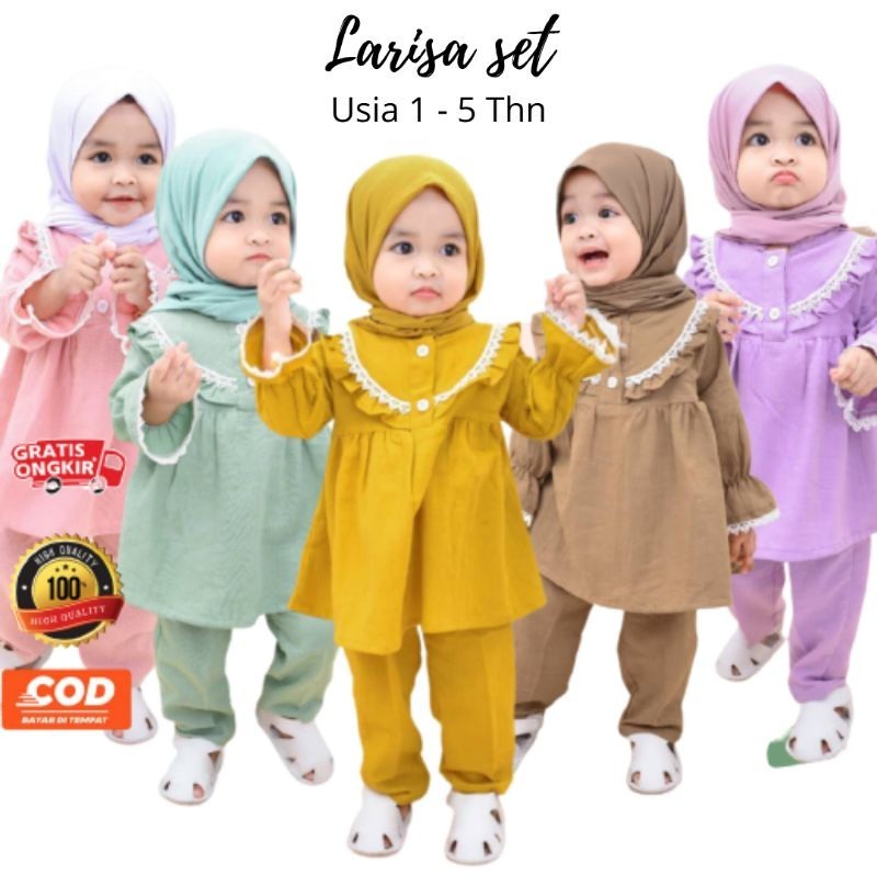 one set anak perempuan LARISA SET setelan anak perempuan oneset bayi perempuan usia 1 2 3 4 5 thn ta