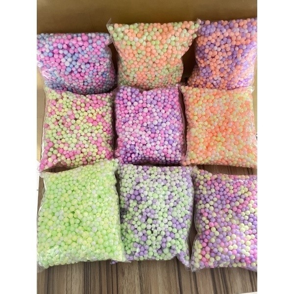 Butiran gabus styrofoam warna warni/ butiran gabus sterofoam untuk souvenir/slime dll