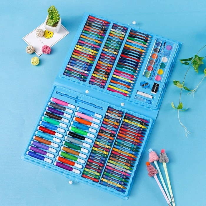 

RSM Drawing Set 168Pcs Oil Pastel Crayon 168 IN 1 Set Krayon Mewarnai - BIRU