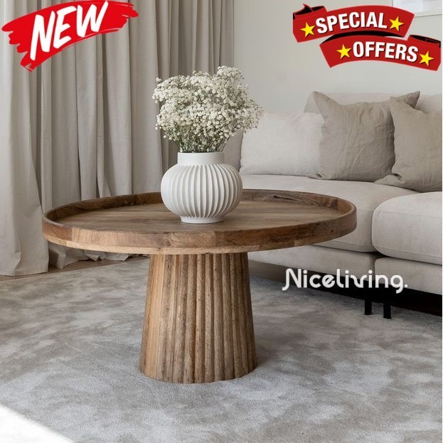 Niceliving. meja tamu bundar jati Jati