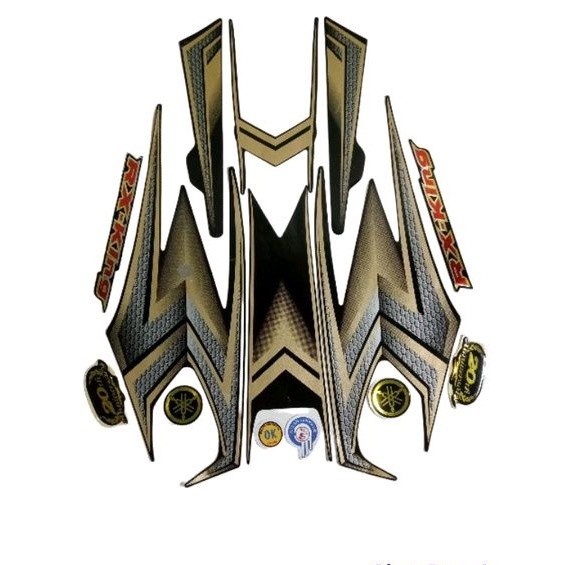 striping rx king 2004 SE gold set emblem timbul, stiker lis body rx king 2004 SE gold komplit emblem