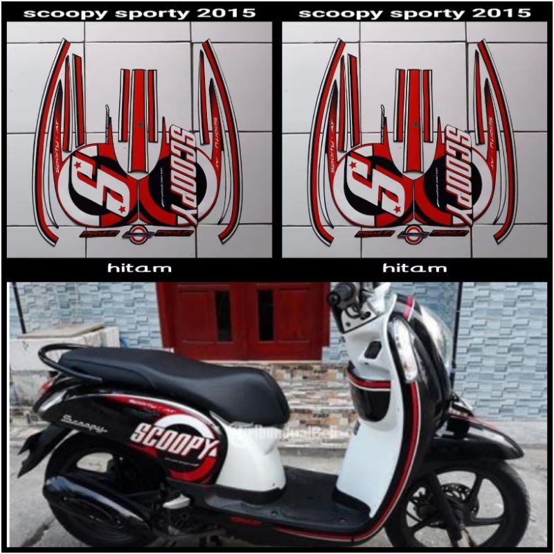 STIKER STRIPING LIS LES POLET PLAT PLISIR BODY MOTOR HONDA SCOOPY SPORTY 2015 2016 SPORTY HITAM