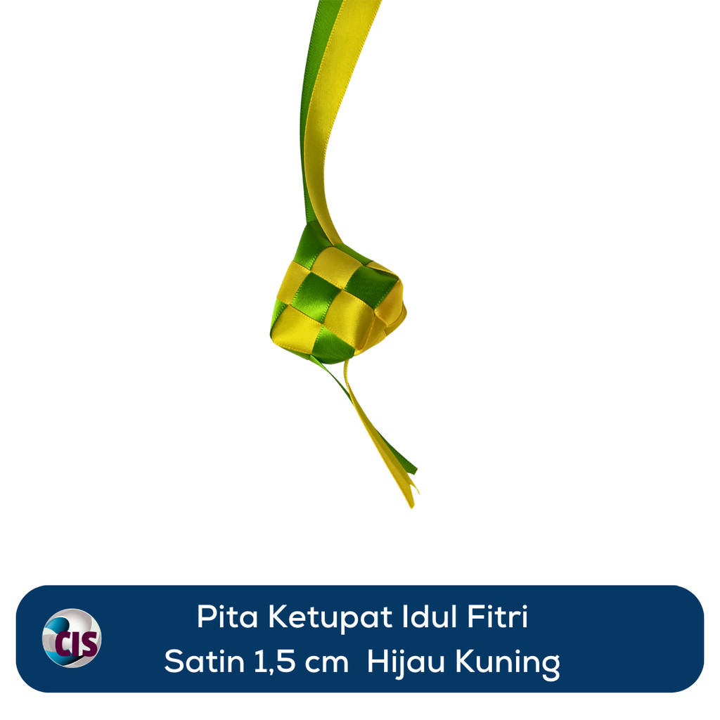 

Pita Ketupat Idul Fitri Satin ±1.5 cm / Pita Ketupat Lebaran ±1.5 cm Hijau Kuning
