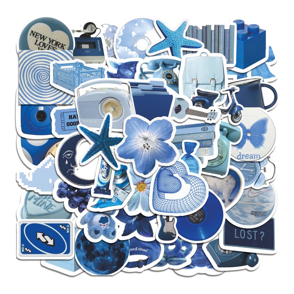 

COD 50 Pcs Stiker INS style blue Lucu Anti Air Untuk Dekorasi Notebook Sepeda Skateboard Handphone