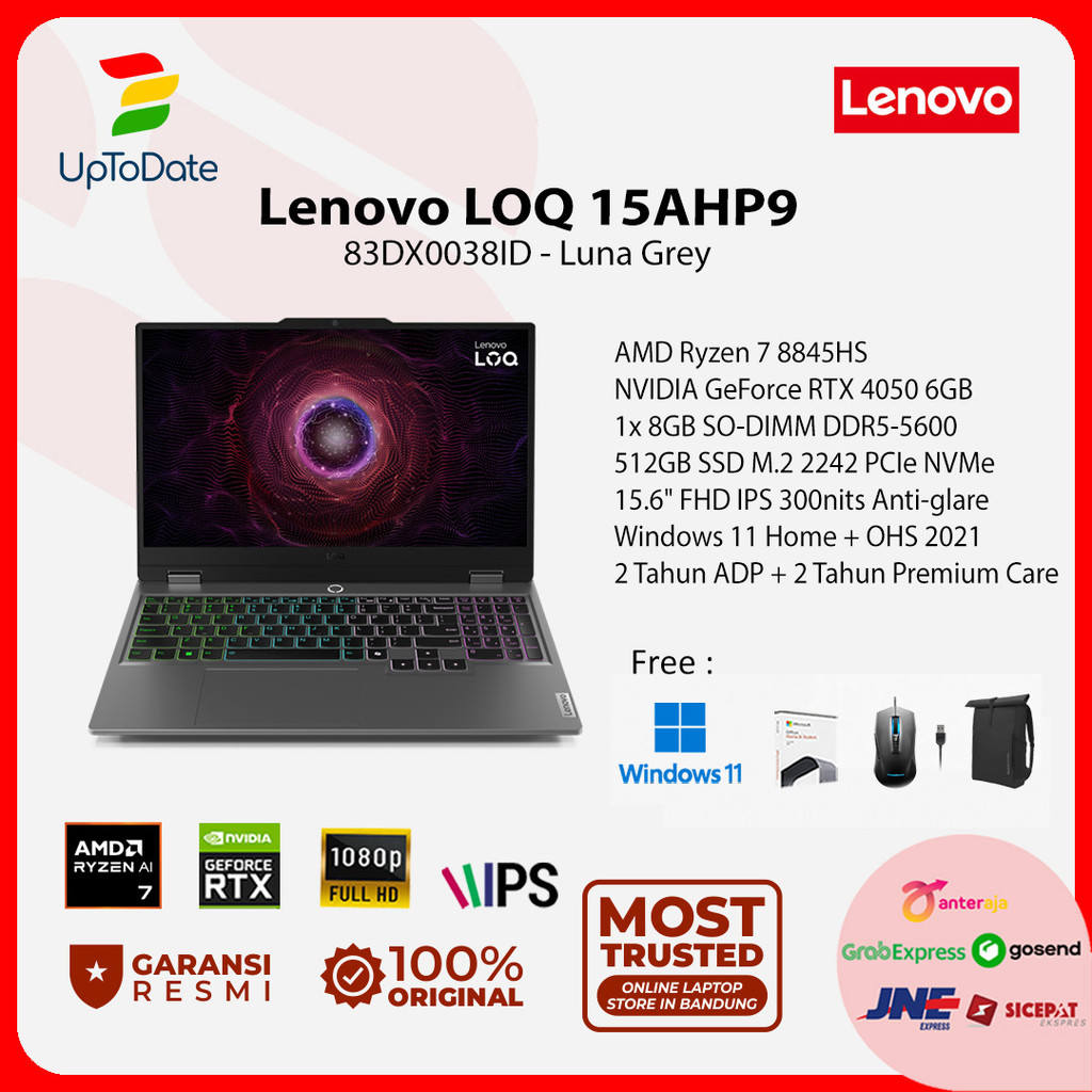 Lenovo LOQ 15AHP9 38ID Ryzen 7 8845HS 8GB 512GB 15.6" W11+OHS2021 RTX4050