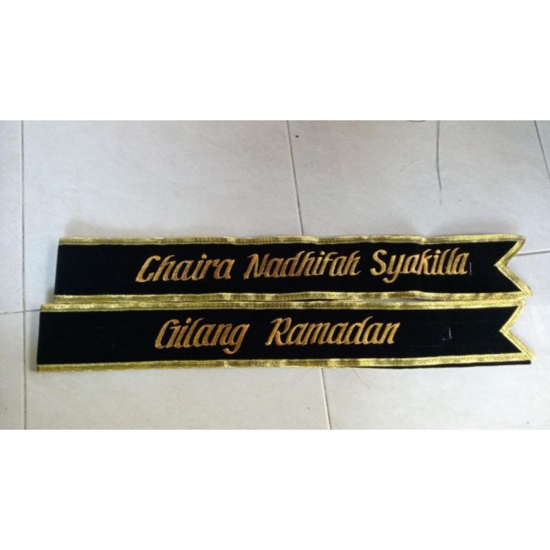 (1 HARI JADI ) SELEMPANG WISUDA  PITA 2 lapis, Bordir Selempang Wisuda