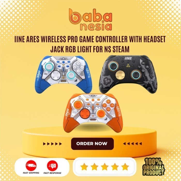 IINE ARES Wireless Pro Game Controller With Headset Jack RGB Light For NS Steam Joystick Game