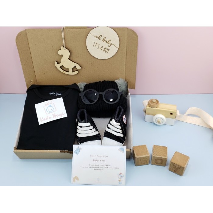 

[Terlaris] hampers kado parcel bayi baby perempuan laki laki lahiran New born - Sunshine Black, 6 - 12 bulan