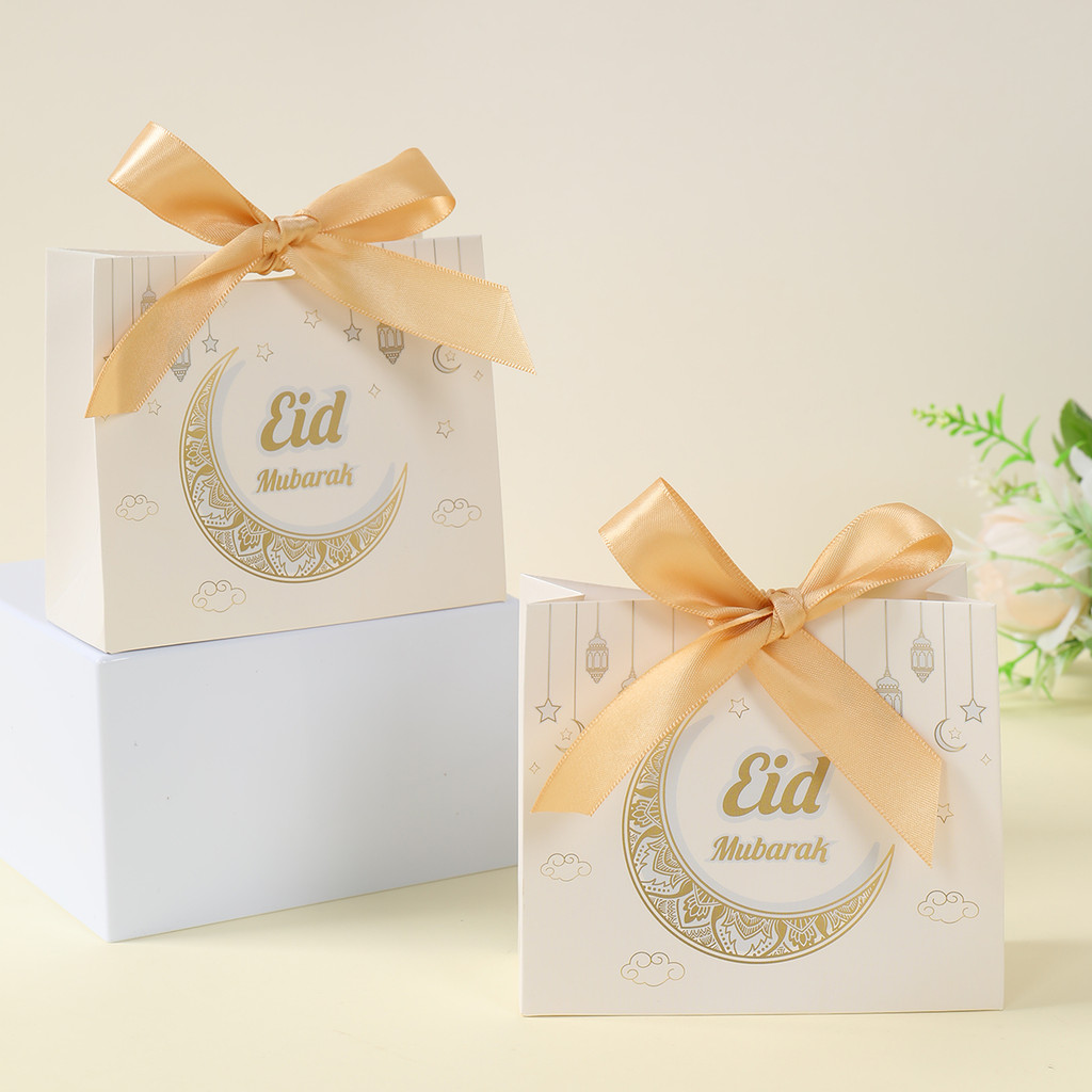 

EID Mubarak Gift Candy Box Moon Star Cookie Dessert Packing Bag Islamic Ramadan Kareem Party Supplies Muslim Decoration Favors