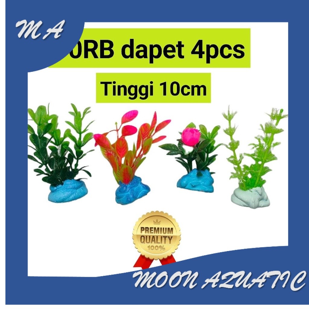 Tanaman hias plastik aquarium murah ukuran 10 cm dapat 4 pcs