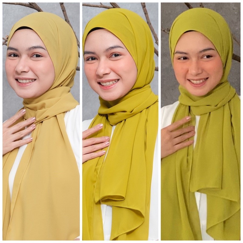 LEMON - LIME / Hijab Pashmina Warna Lemon Pashmina Ceruty Babydoll Premium