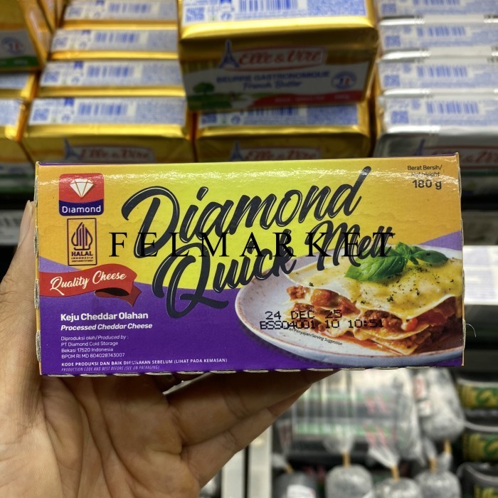 

Keju Diamond Quick Mett Cheese / Keju Cheddar Olahan / 180 grm