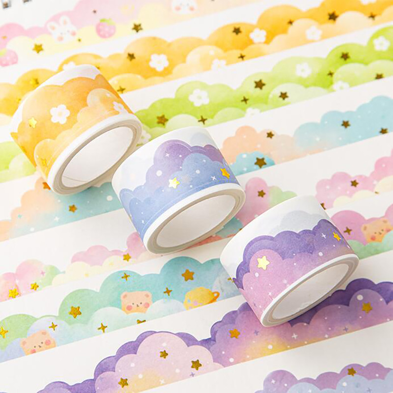 

Ins Kawaii Clouds Washi Tapes DIY Scrapbooking Journal Planner Diary Stickers Masking Tapes Korean Stationery Office Supplies