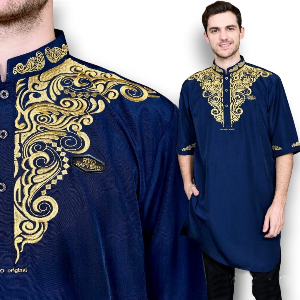 Baju Koko Kurta Pria dewasa Pakistan Motif Batik Bahan Adem