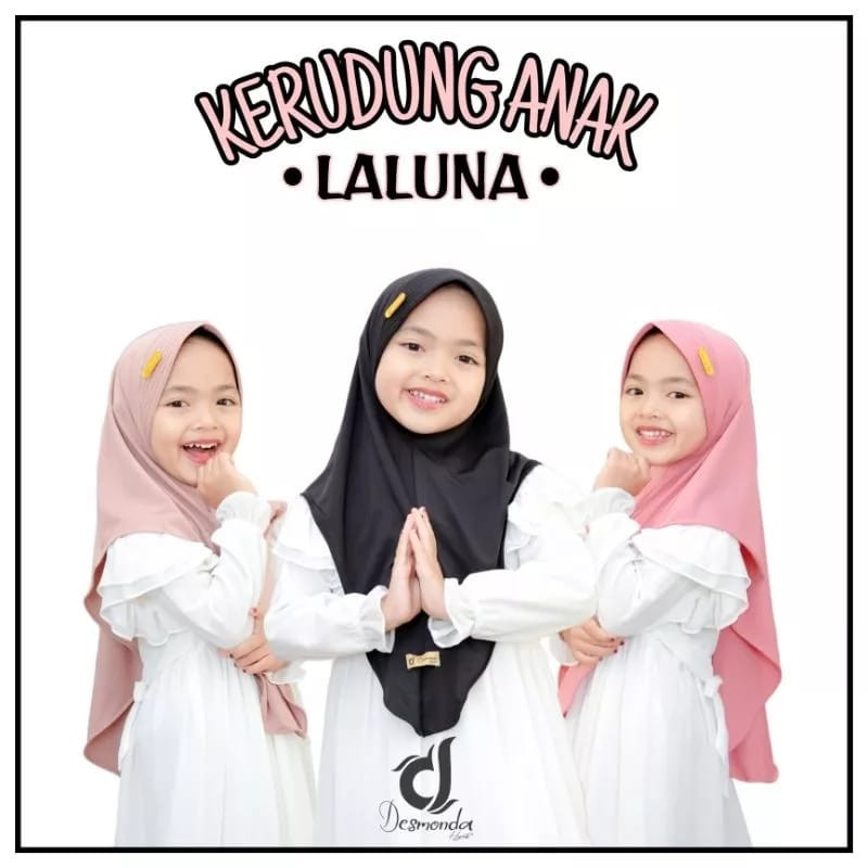 Kerudung LALUNA Anak Instant Premium 3-7 Tahun Ori By Desmonda Hijab Terbaru | Jilbab Lucu Bayi Pere